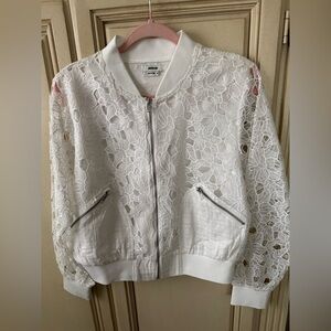 Jason Wu White Floral Lace Bomber Jacket